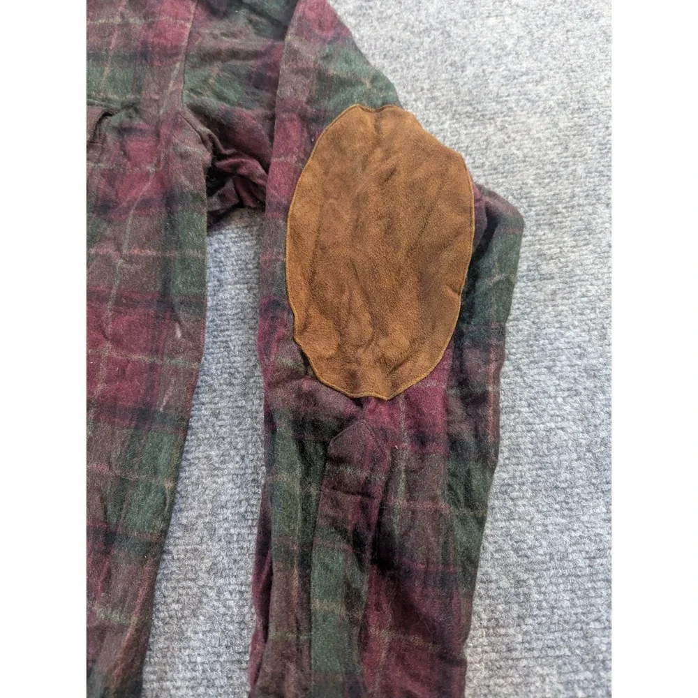 Vintage Polo Ralph Lauren Shirt Mens L  Plaid Patch Elbow Made In USA 100% Wool